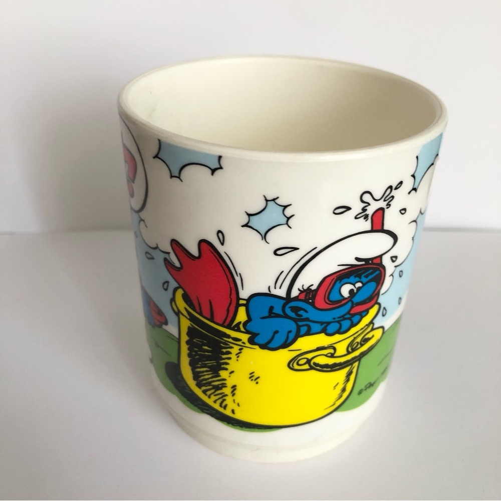 Smurfs Plastic cup mug Smurfette Snorkel Smurf cartoon 80's vintage USA - Picture 3 of 8